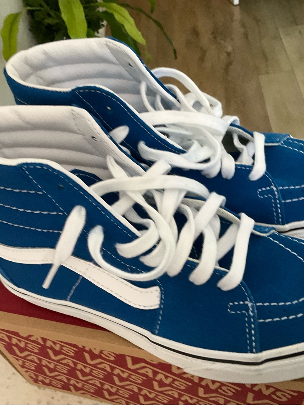 Vans Kids High-Top Sneakers in Blue and White